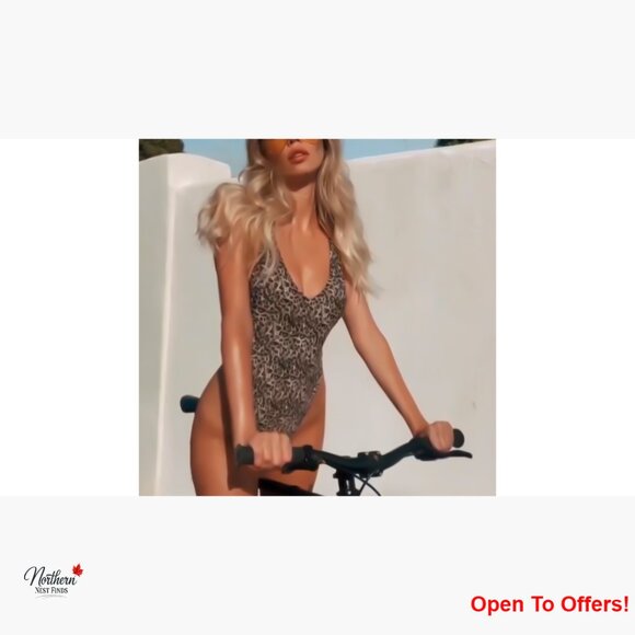 High Cut Low Back One Piece Swimwear with Adjustable Straps - Picture 7 of 7